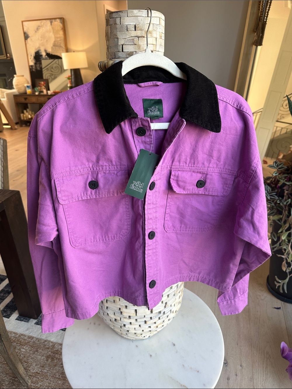 wild fable Purple Jacket with Black Corduroy Collar